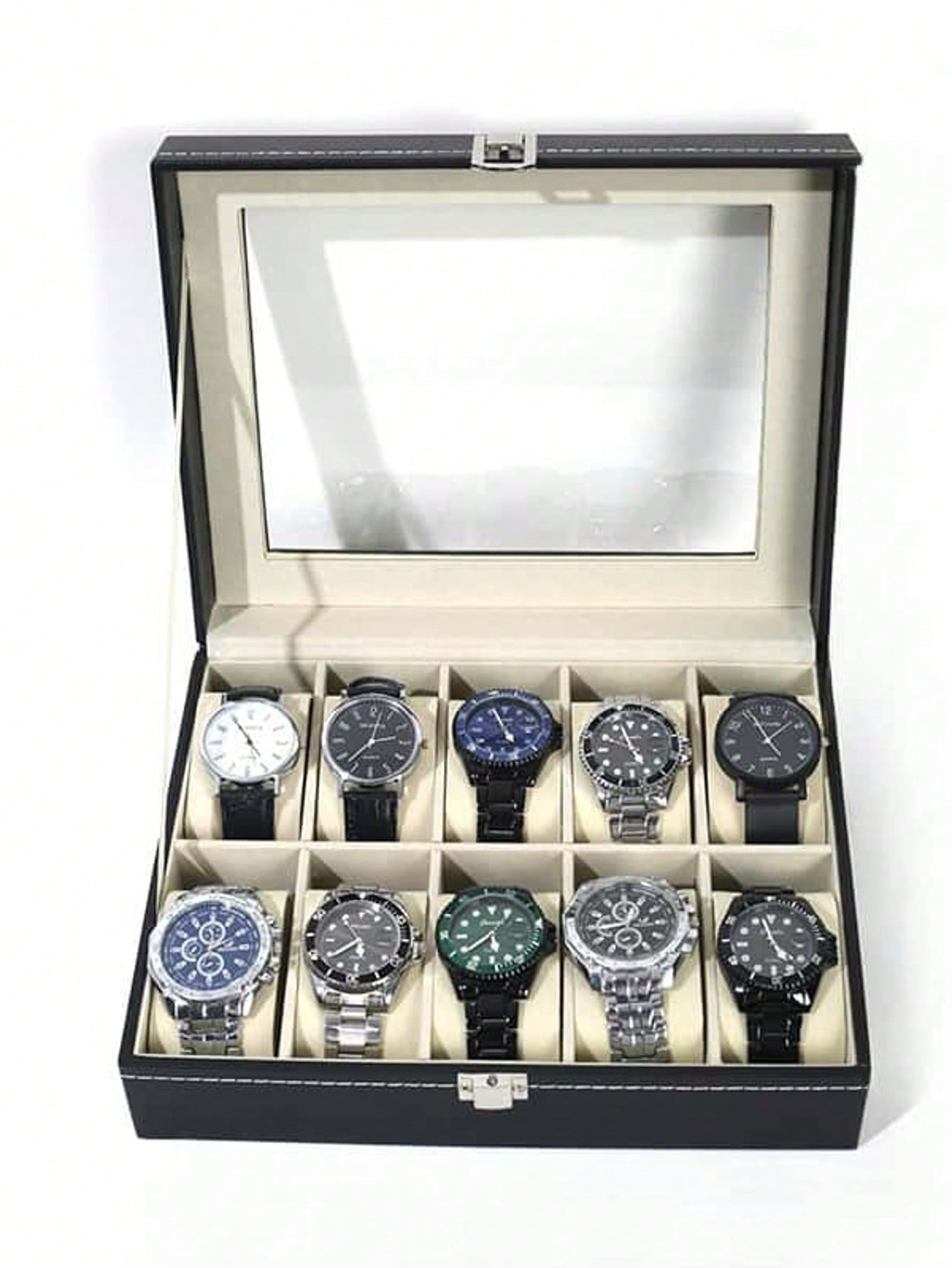Leather Watch Box with Lock, L - Women Accessories Gift Box ulasan dan harga