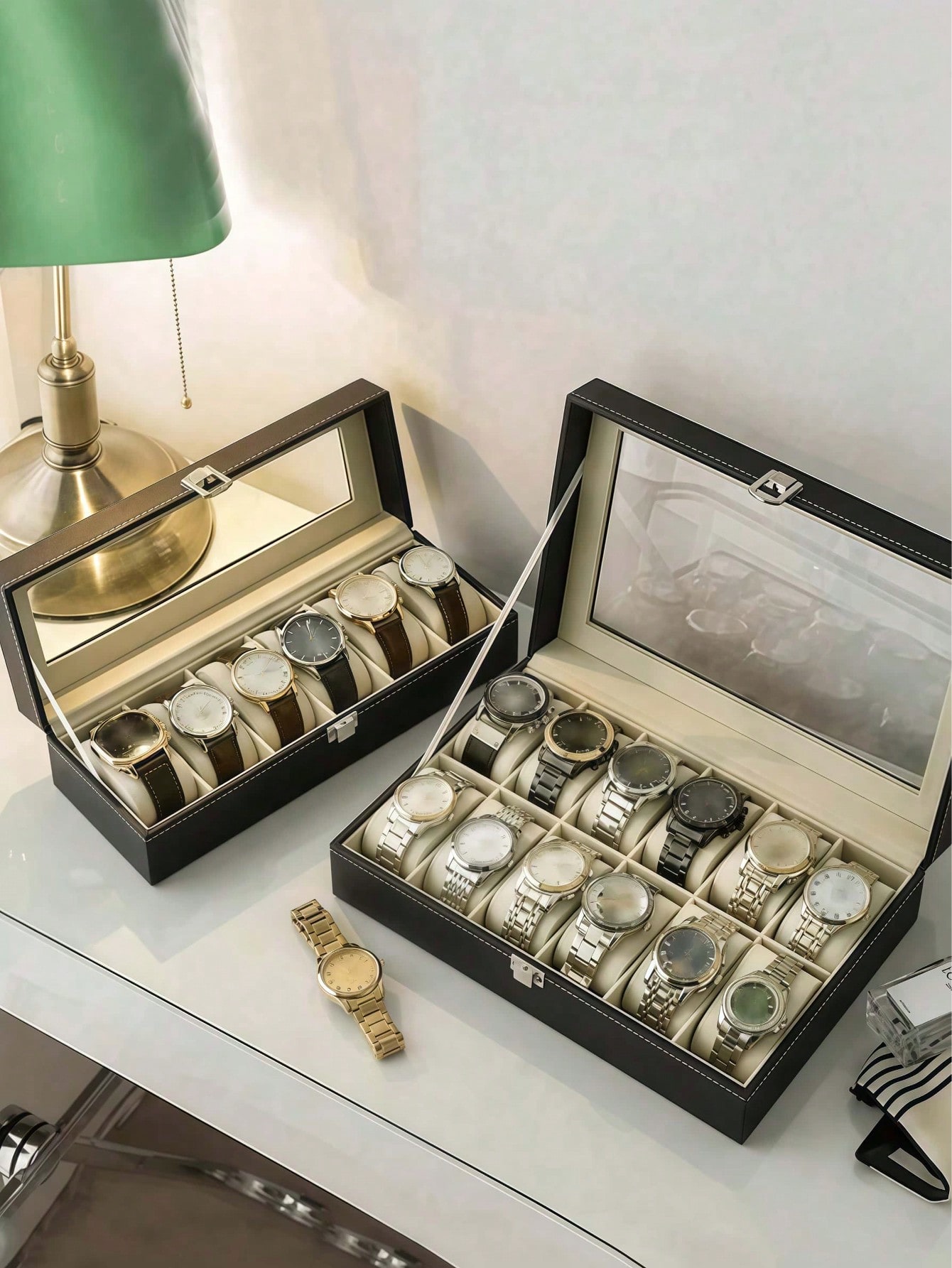 Leather Watch Box with Lock, L - Women Accessories Gift Box ulasan dan harga