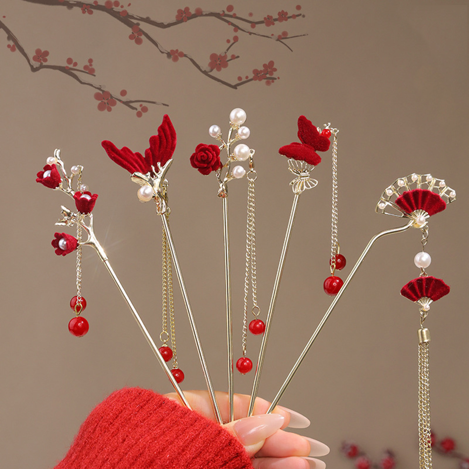 Chinese Style Rose Flower Hair - Women Accessories For Hand ulasan dan harga