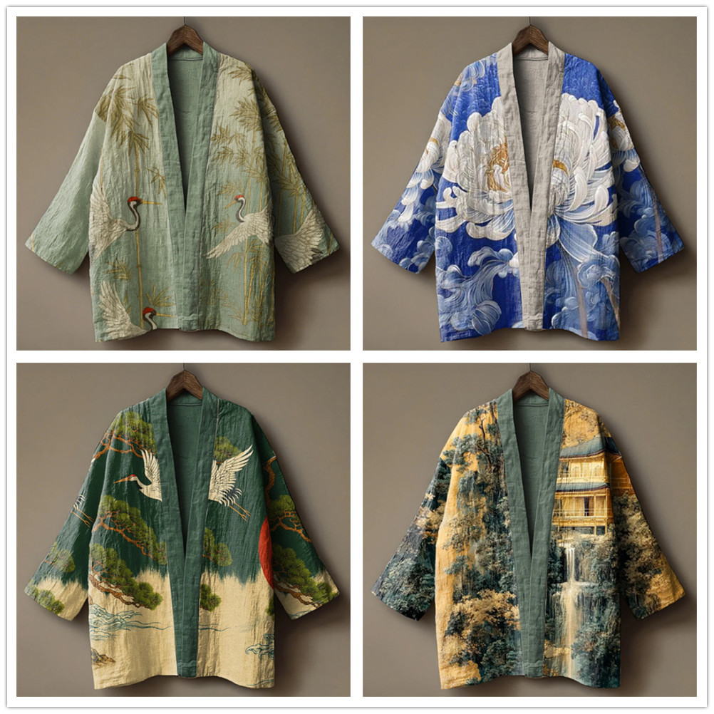 Japanese Crane Print Kimono fo - Women'S Kimono Accessories ulasan dan harga