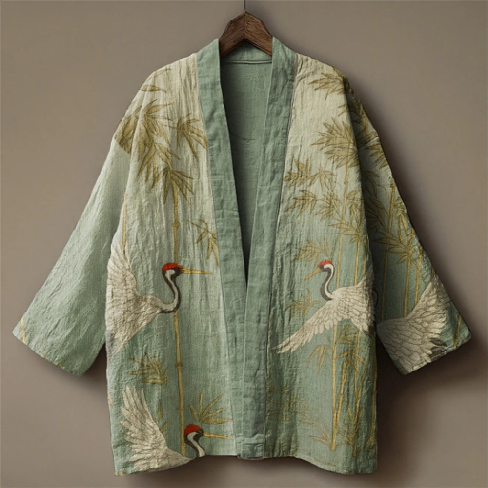 Japanese Crane Print Kimono fo - Women'S Kimono Accessories ulasan dan harga